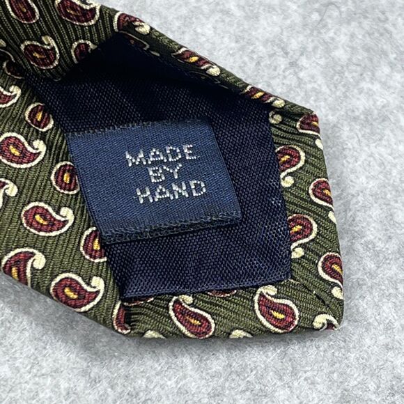 Polo Ralph Lauren Tie Mens Green Paisley Silk Made In USA Hand Made Neckwear NEW - Picture 10 of 13